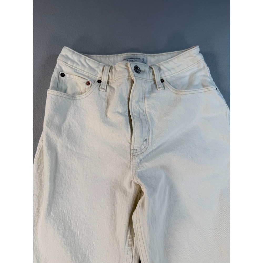Abercrombie & Fitch Curve Love The Vintage Flare High Rise Jeans Cream 26 2S - Picture 8 of 9